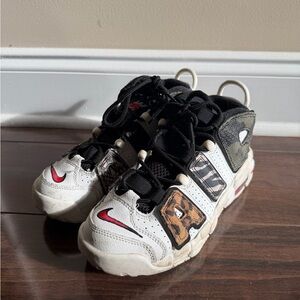 Nike Kids White, Black and Red Graphic Swoosh Sneakers